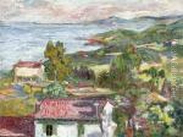 A View Along The Coast Oil Painting by Jean Misceslas Peske