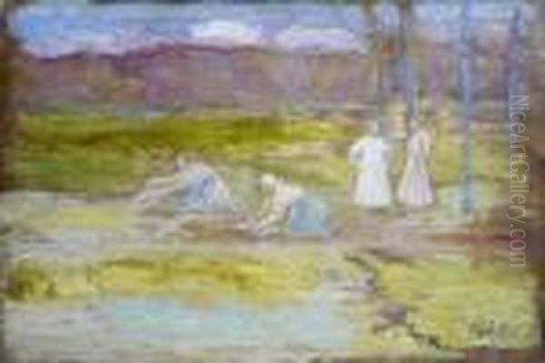 Les Lavandieres Oil Painting by Jean Misceslas Peske