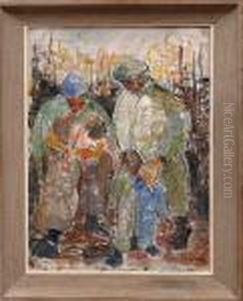 Family Oil Painting by Jean Misceslas Peske