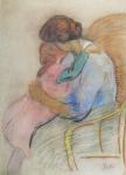 Femme Etenfant Oil Painting by Jean Misceslas Peske