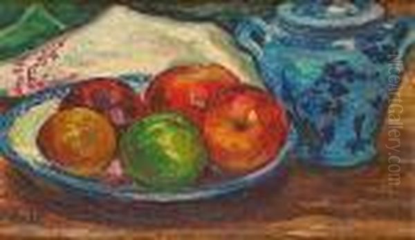 Nature Morte A La Coupe De Fruits Oil Painting by Jean Misceslas Peske