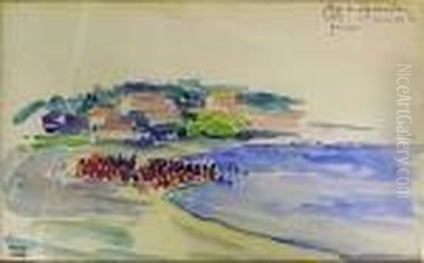 Plage Du Lavandou, 1er Jour De La Guerre Oil Painting by Jean Misceslas Peske