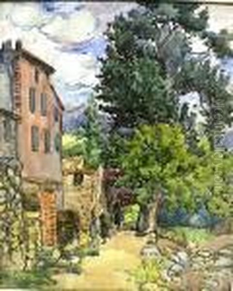 Paysage Aux Maisons Oil Painting by Jean Misceslas Peske
