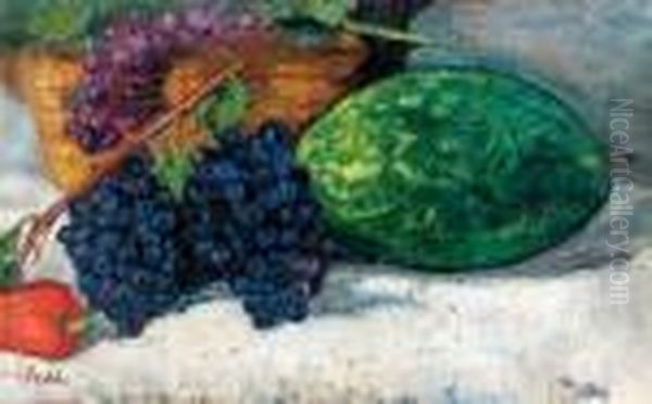 Nature Morte A La Grappe De Raisins Oil Painting by Jean Misceslas Peske
