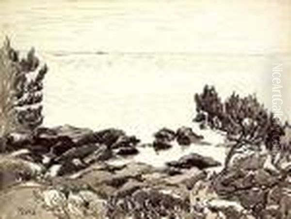 Rivage De Mediterranee Oil Painting by Jean Misceslas Peske