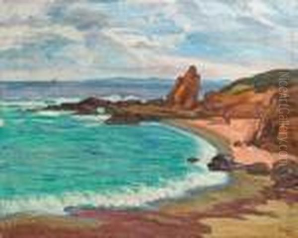 Pecheur Sur Une Crique Dans Le Midi, 1921. Oil Painting by Jean Misceslas Peske