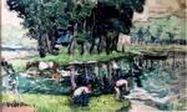 Personnages Au Bord De L'eau (1911) Oil Painting by Jean Misceslas Peske