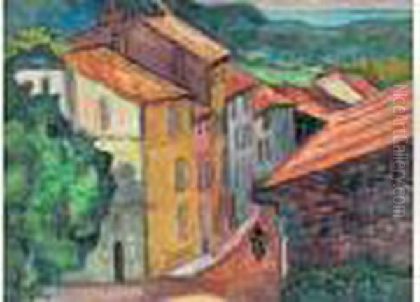 Village De Provence Oil Painting by Jean Misceslas Peske