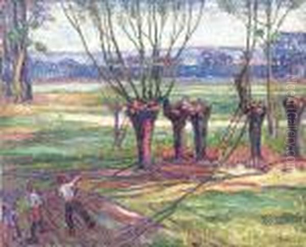 Obcinajacy Galezie Drzew (les Elagueurs) Oil Painting by Jean Misceslas Peske