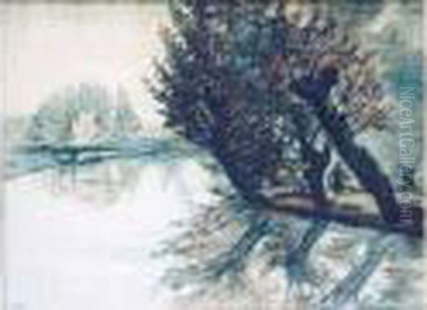 Saules Au Bord De L'eau Oil Painting by Jean Misceslas Peske