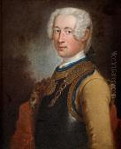 His Studio 
Portrait Of An Officer Oil Painting by Antoine Pesne