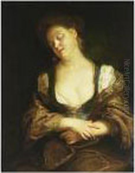 Young Lady Sleeping Oil Painting by Antoine Pesne