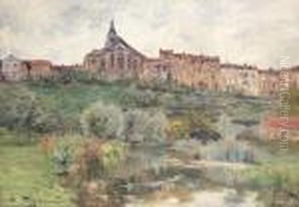 Vue De Marville Oil Painting by Edmond Marie Petitjean