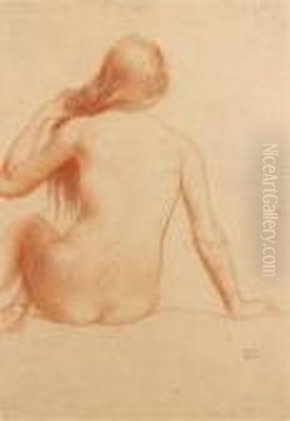 Academie De Femme Assise Vue De Dos
Sanguine Oil Painting by Hippolyte Petitjean