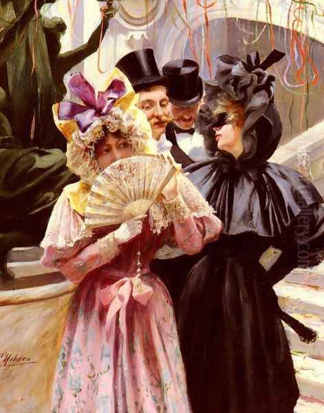 Sortie Du Bal A L'Opera De Paris (Leaving the Ball at L'Opera de Paris) Oil Painting by Pierra Ribera