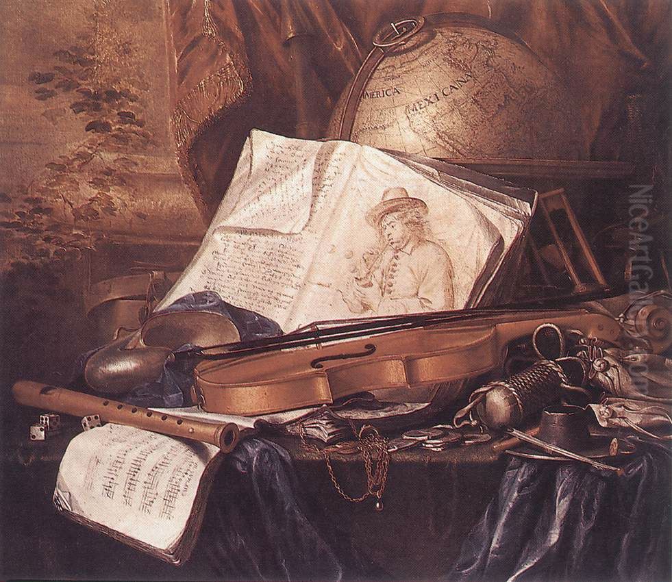 Still-Life of Musical Instruments Oil Painting by Pieter de Ring