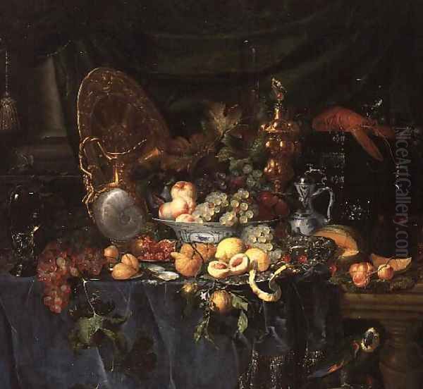 Still Life with Parrot, c.1645-60 Oil Painting by Pieter de Ring
