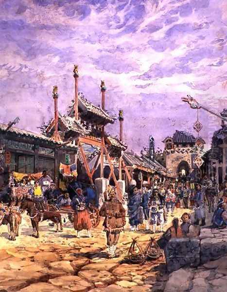 Multinational Forces, Peking, 1900 Oil Painting by Oswald Claude Radford