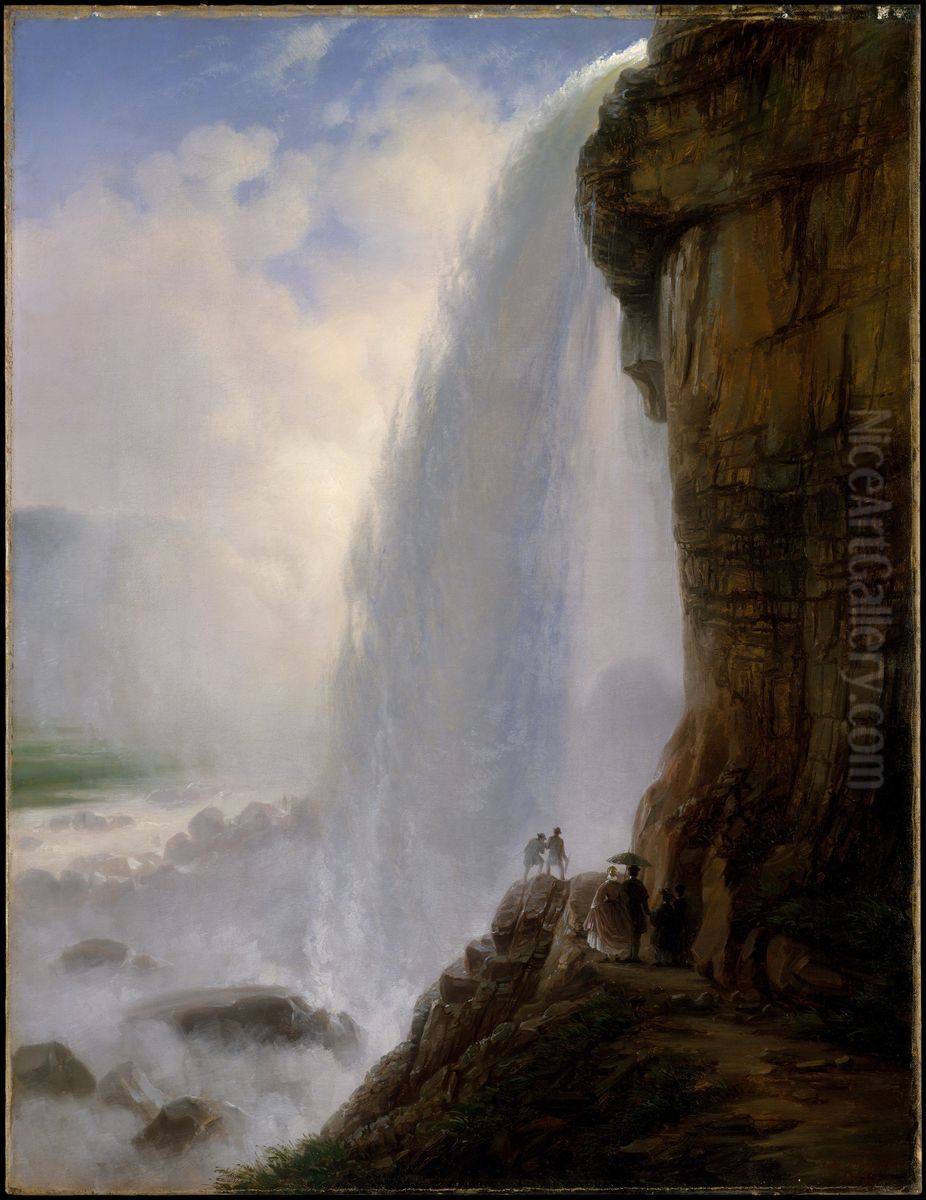 Underneath Niagara Falls Oil Painting by Ferdinand Richardt