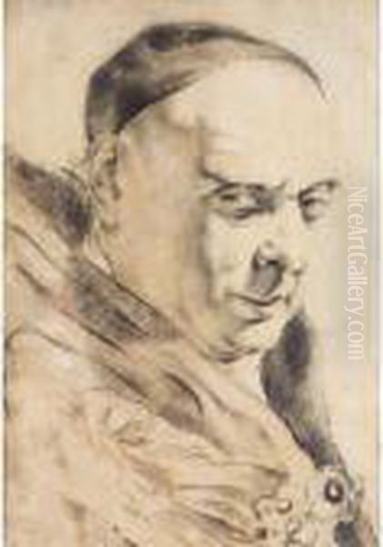 [circle Of Giovanni Battista 
Piazzetta ; Head Of A Man ; Black Chalk And Stumping ; Bears Erased 
Inscription, Upper Left] Oil Painting by Giovanni Battista Piazzetta