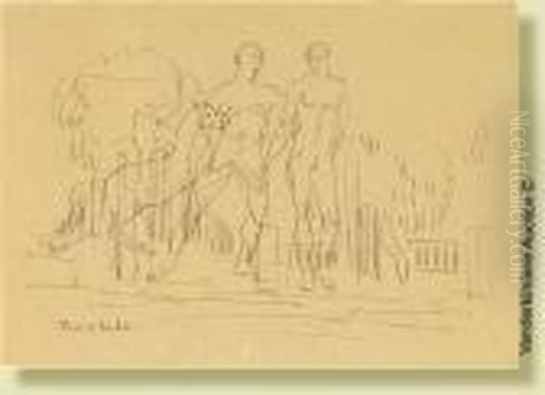 Hommeset Cheval, Crayon Sur 
Papier. Signe En Bas A Gauche Francispicabia. Ecole Francaise. Dim.: 
26x36 Cm Oil Painting by Francis Picabia