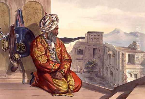 Atmaran Hindoo of Peshawar, plate 9 from Scenery, Inhabitants and Costumes of Afghanistan, engraved by Robert Carrick c.1829-1904 1848 Oil Painting by James Rattray