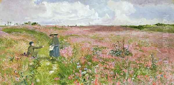 Sanfoin in Bloom view near Cobham, Kent Oil Painting by John Samuel Raven