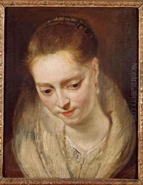 Portrait presumed to be Helene Fourment 1614-73 Oil Painting by (studio of) Rubens, Peter Paul