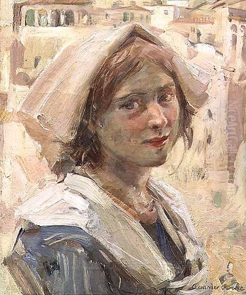 Italian Peasant Girl Oil Painting by Alexander Ignatius Roche