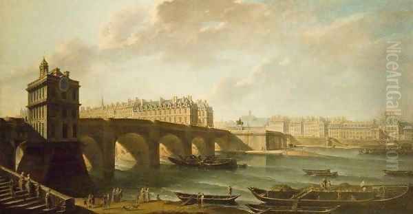 The Pont Neuf and the Samaritaine Oil Painting by Nicolas Raguenet