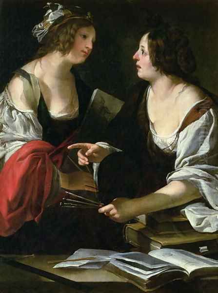 Allegory of Painting and Architecture, c.1620 Oil Painting by Francesco Rustici