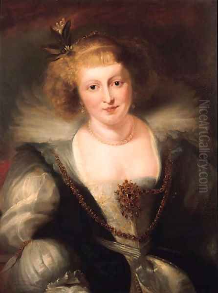 Portrait of Helena Fourment in a richly ornate dress Oil Painting by (studio of) Rubens, Peter Paul