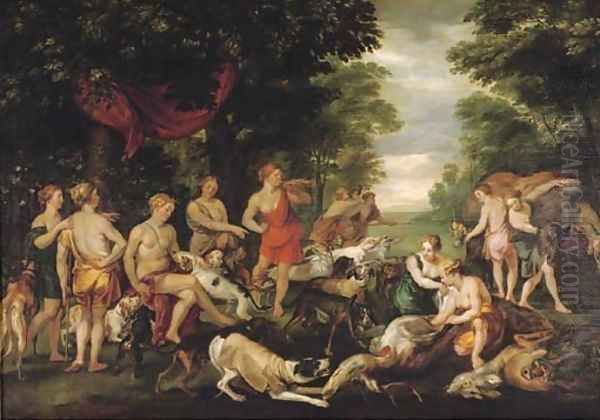 The hunting party of the goddess Diana Oil Painting by (studio of) Rubens, Peter Paul