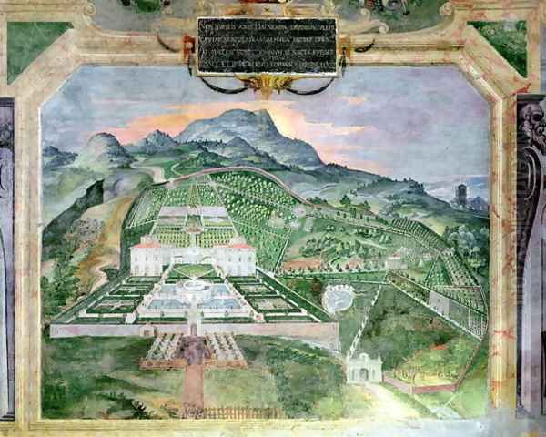 The Villa Lante, fresco in the Loggia, c.1574-76 Oil Painting by Raffaello Motta (Raffaellino Da Reggio)