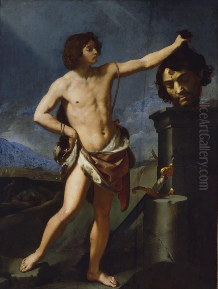 David with the Head of Goliath Oil Painting by Guido Reni