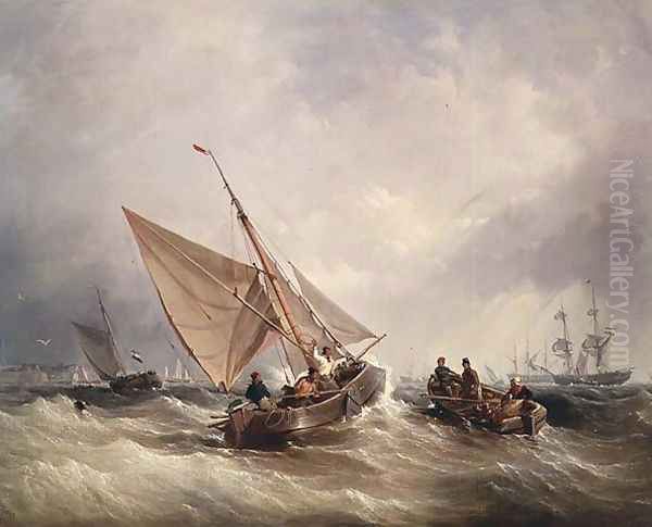 Shipping scene Oil Painting by Thomas Sewell Robins