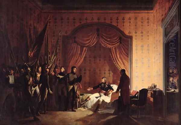 General Bonaparte Receiving Captured Austro-Sardinian Flags at Millesimo after the Battle of Montenotte on the 13th April 1796 Oil Painting by Roehn, Adolphe Eugene Gabriel