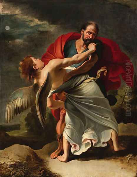Jacob wrestling with the Angel Oil Painting by (studio of) Rubens, Peter Paul