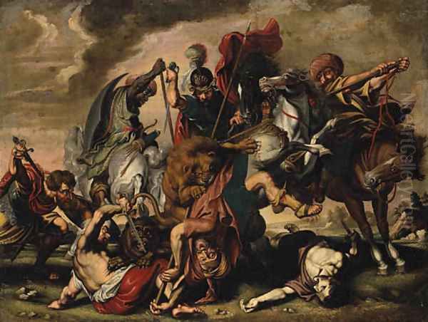 A Lion Hunt Oil Painting by (studio of) Rubens, Peter Paul