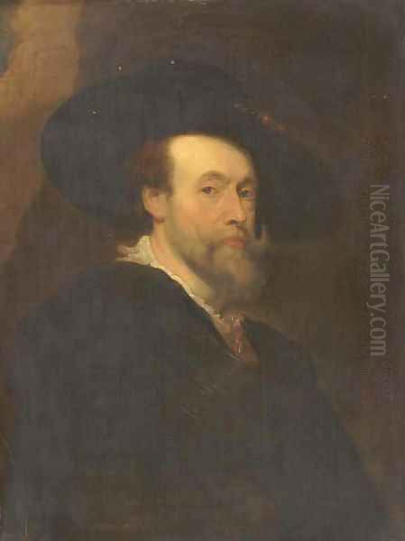 Portrait of the artist, bust-length Oil Painting by (studio of) Rubens, Peter Paul