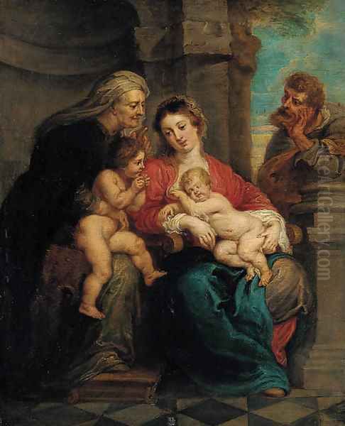 The Holy Family with Saint Anne and the Infant Saint John the Baptist Oil Painting by (studio of) Rubens, Peter Paul