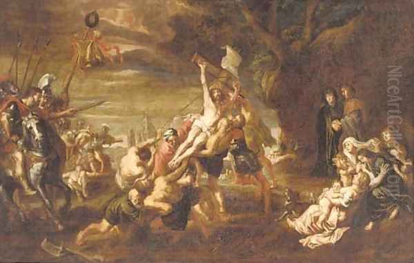 The Raising of the Cross Oil Painting by (studio of) Rubens, Peter Paul