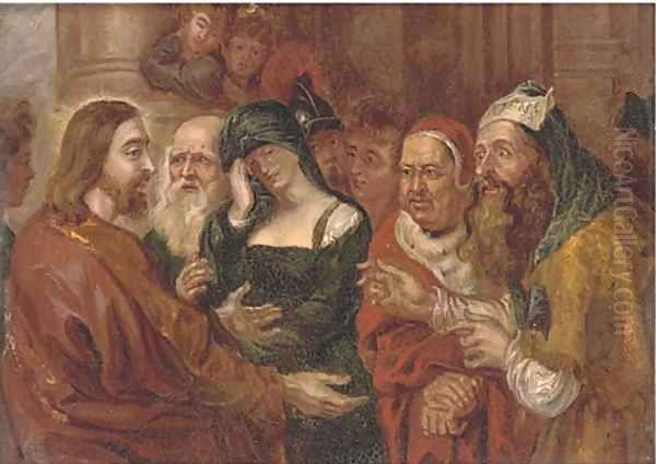 Christ and the woman taken in adultery Oil Painting by (studio of) Rubens, Peter Paul