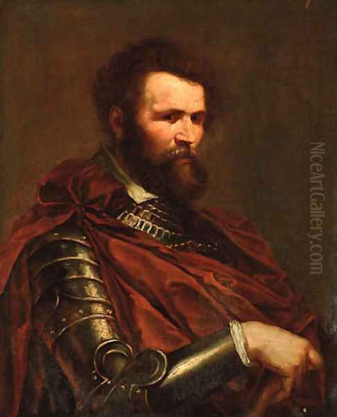 Portrait of a commander, half-length, in armour with a red sash Oil Painting by (studio of) Rubens, Peter Paul