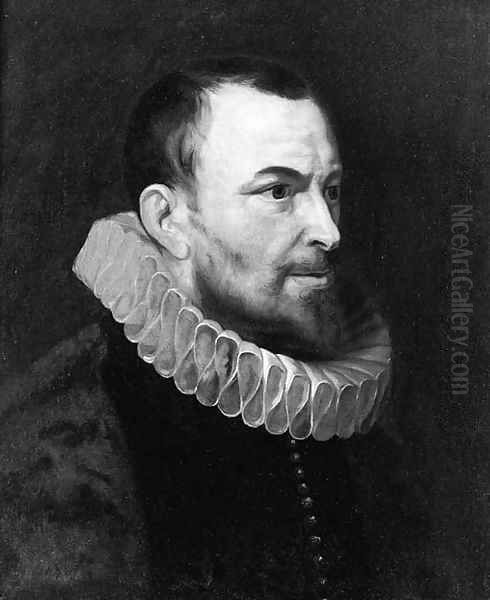 Portrait of Nicolaes Rockox (1560-1640) , half length, in profile to the right, wearing a dark costume and a molenkraag Oil Painting by (studio of) Rubens, Peter Paul