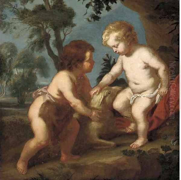 The Christ Child and the Infant Saint John the Baptist Oil Painting by (studio of) Rubens, Peter Paul