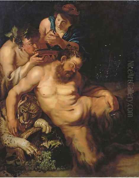 The Drunken Silenus attended by Bacchantes Oil Painting by (studio of) Rubens, Peter Paul