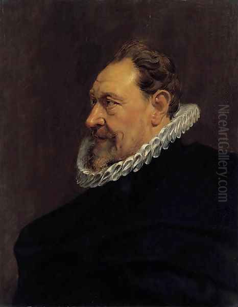 Portrait of a gentleman, bust-length, in a black costume with a white ruff Oil Painting by (studio of) Rubens, Peter Paul