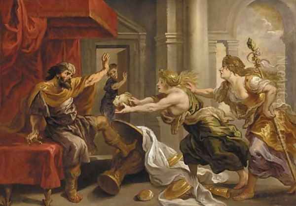 Tereus being presented with the head of his Son Itys Oil Painting by (studio of) Rubens, Peter Paul