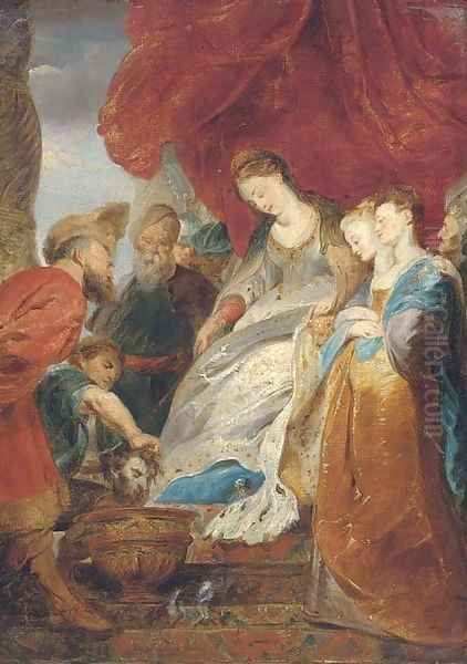 The head of Cyrus brought to Queen Tomyris Oil Painting by (studio of) Rubens, Peter Paul